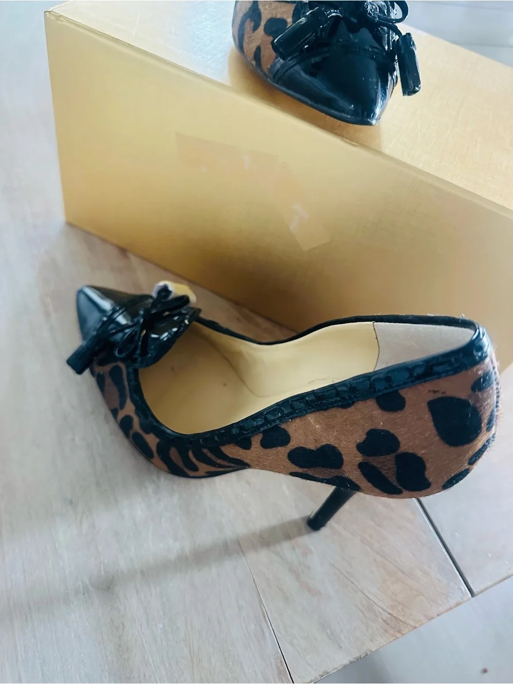 Nordstrom Leopard-Print Pointed Toe Heels with Black Tassel Trim